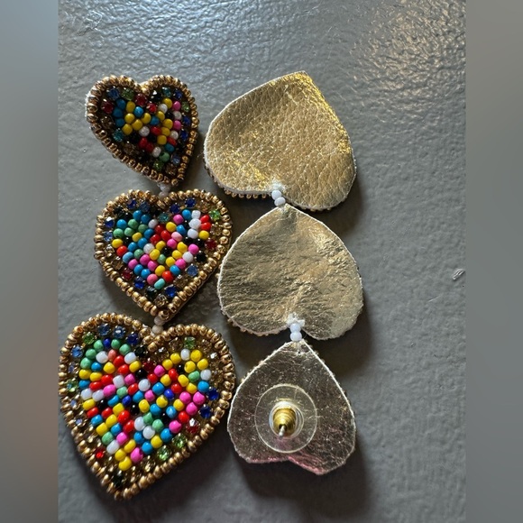 Multicolor, vibrant earrings in a heart shape. - Picture 2 of 3
